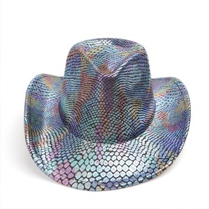 Chapeau de cowboy holographique irisé à paillettes, chapeau de fête western unisexe pour adulte, accessoire de mode, utilisable en toutes saisons - Product Image 5