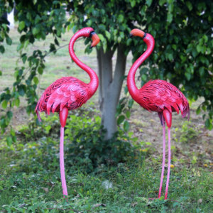 Statues et sculptures de flamants roses pour jardin, oiseaux en métal pour l'extérieur, art de jardin pour la maison, patio, pelouse, bassin, <span class=keywords><strong>parterre</strong></span> de fleurs - Product Image 3