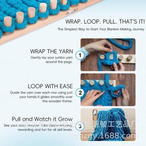 Portable Wooden Blanket Knitting Machine For Thick <b>Wool</b> Yarn Handmade DIY <b>Craft</b> Tools - Product Image 5