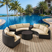 Outdoor-Rattan-Sofa-Set mit Rundem Möbel-Kombinationsset Geeignet für Terrassen, Gärten und Schwimmbäder
