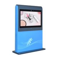 Layar Digital Signage Luar Ruangan 43 Inci, Tipe Lantai, IP65, Kaca Temper Metal, Layar Biru untuk Toko dan Pendidikan