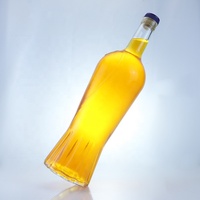 Nouvelle bouteille en verre transparente de 750 ml pour spiritueux, design exquis, vente en gros, avec bouchon en liège, pour vodka et tequila