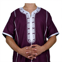 CCY Boubou Homme Musulman Vêtement Islamique Style Ethnique Thobe Jalabiya pour Hommes Couleur Unie Robe Arabe à Manches Longues