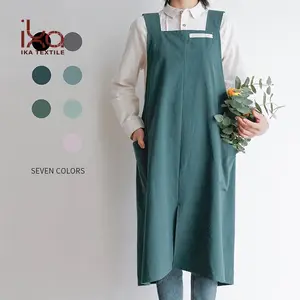 Korean Oversized Unisex High Quality Soft Custom Logo Green Black Custom Logo Pockets Cafe Florist Gardening Barista Apron