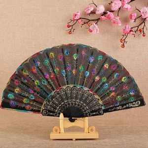 White Handle Fabric Printed Plastic <b>Hand</b> <b>Fan</b> Portable DIY Style for Business Gifts or Parties Model Pattern on Bamboo - Product Image 6