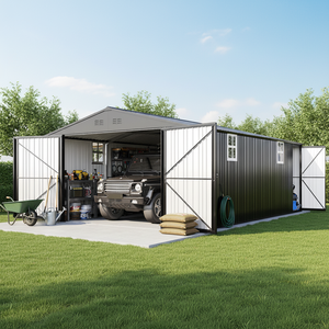 Caseta de Almacenamiento de Acero Galvanizado <span class=keywords><strong>para</strong></span> Exteriores de 12 Pies x 20 Pies, Caseta Metálica Extra Grande con Puertas y Ventanas con Cerradura - Product Image 2