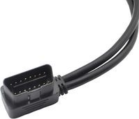 Kabel Pembagi OBD2 16 Pin Universal Sudut Kanan, Konektor J1962 1 Male ke 2 Female dengan Braket Pemasangan di Bawah Dasbor 50cm