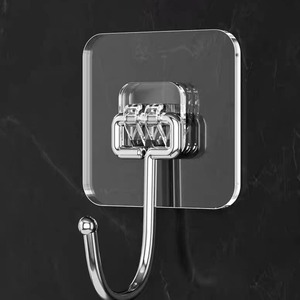 Transparent Large Wall Mounted <b>Hook</b> Chrome Finish Heavy Duty Adhesive <b>Hooks</b> For <b>Kitchen</b> Bathroom Storage - Product Image 1