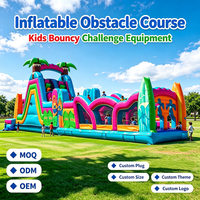 Parcours d'obstacles gonflable avec toboggan, combo commercial pour enfants et adultes, fête en plein air, château gonflable personnalisé