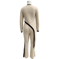 Ensemble décontracté deux pièces pour femme : haut asymétrique et pantalon empilé à manches longues avec fente latérale, style américain, grandes tailles, collection printemps