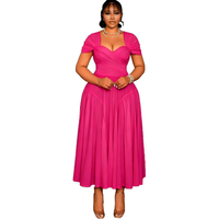 Robe mi-longue plissée à col rond pour femme avec encolure en cœur et robe de soirée/danse coupe trapèze, logo personnalisé, grande taille