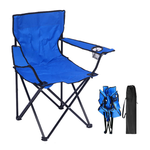 Chaises pliantes en acier et aluminium bleues et noires pour camping, pique-nique, plage et autres activités sportives – Vente en gros - Product Image 1