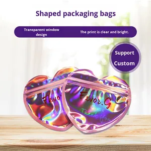 Nhà Máy Trực Tiếp Màu Hồng Đặc Biệt-Hình Trái Tim Đầy Màu Sắc Laser Pet <span class=keywords><strong>Ziplock</strong></span> Túi <span class=keywords><strong>Mini</strong></span> Đồ Trang Sức Âm Dương Composite <span class=keywords><strong>Ziplock</strong></span> Cho Đồng Hồ - Product Image 3