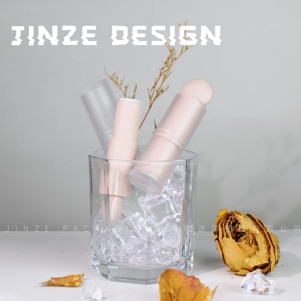 Jinze Rts Unieke Ontwerp Matte Transparante Deksel Met Naakt Innerlijke Lippenstift Buis Ronde Lippenbalsem Container