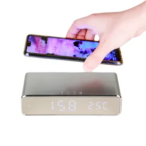Multifunction Wireless Phone Charger with LED Alarm Clock Modern Charging Electronic Desktop Digital Alarm Clock Date Temp