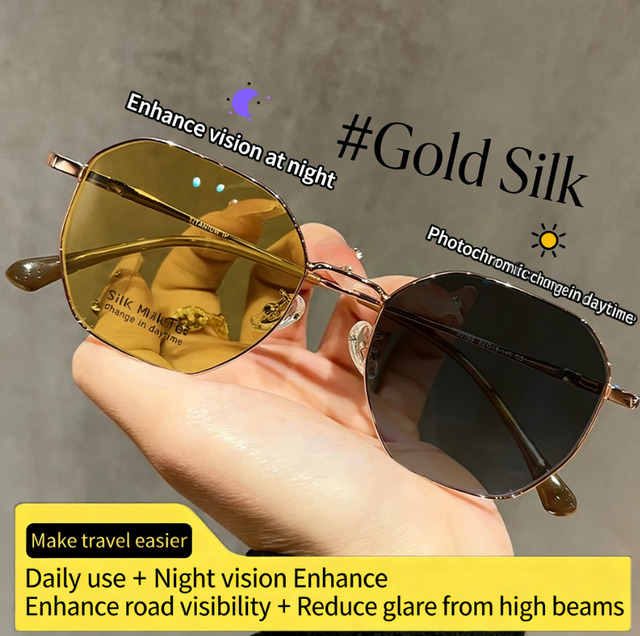 New Arrivals Color-changing Metal Frame Myopia Glasses Designed for Night Drivers to Prevent High Beam for Day/Night Use