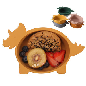 Juego de tazón de succión de silicona de dinosaurio personalizado con estuche de viaje, juego de alimentación de bebé sin BPA, vajilla de viaje para niños - Product Image 5