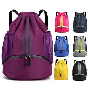 Cross-border New <b>Drawstring</b> <b>Backpack</b> Casual Travel Bundle Pocket Large Capacity Folding Solid Color Sports Basketball Polyester - Product Image 6