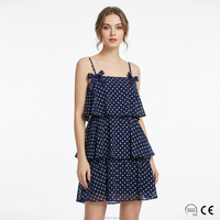 Robe Courte Estivale 2026 Coquette à Pois et Volants avec Bretelles Nœud en Soie – Tenue Esthétique pour Festivals – Mode Femme OEM ODM