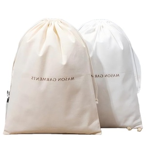 Pochette de luxe personnalisée avec logo, en coton blanc, avec cordon de serrage, recyclable, anti-poussière, pour chaussures et vêtements - Product Image 1