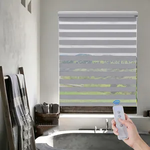 2022 china atacado qualidade simples dupla camada cortina cortinas janela motorizados sombras automáticos zebra persianas