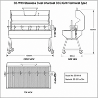Barbecue à charbon de bois en acier inoxydable avec couvercle, rôtissoire à agneau et cochon entiers, chariot à roulettes