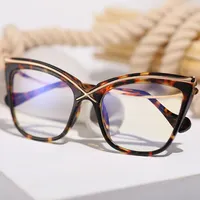Produk Baru 92107 Mode Wanita Mata Kucing Kacamata Anti-cahaya Biru Bingkai Merek Optik Transparan