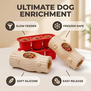 Juguetes interactivos personalizados para perros, con forma de tronco, comedero de plástico con bandeja para comida, para uso en interiores, estilo novedoso, tamaño mediano. - Product Image 4