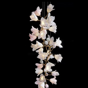 Moderno bambino rosa rame Magnolia fiore lampadario a sospensione luce di lusso camera da letto luci soggiorno sala da pranzo arte lampade a sospensione - Product Image 6