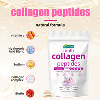 Poudre de collagène multi-peptides premium, types I, II, III, V, X, collagène hydrolysé avec biotine, vitamine C, acide hyaluronique, sans OGM