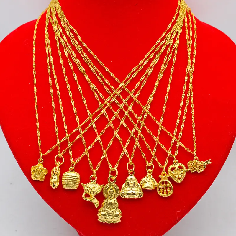 Wholesale Gold Plated Necklace Women's Necklace Fox Love Flower Pendant Collarbone Chain Necklace