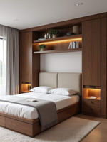 Lemari Tempat Tidur Lipat Tersembunyi Modern, Tahan Lama, dan Awet, Desain Putar, Tempat Tidur Murphy di Dinding