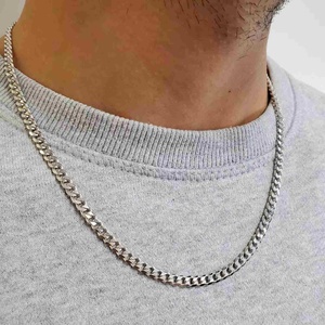 สร้อยคอเงินแท้จากอิตาลี 925 ขนาด 4 มม. แบบ Cuban Link สีทอง สร้อยคอเงินแท้ 925 สไตล์ไมอามี่ สำหรับผู้ชาย เครื่องประดับฮิปฮอปสำหรับผู้ชายและผู้หญิง - Product Image 2