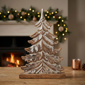 Arbre de Noël en bois artisanal, décoratif, sculpté, rustique, ornement festif pour la décoration de la maison - Product Image 2