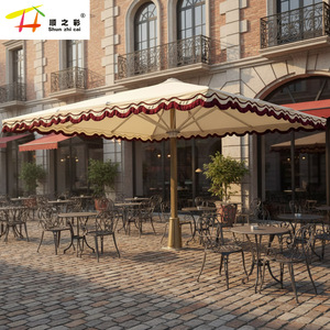 Parasol de <span class=keywords><strong>luxe</strong></span> grand format design palais pour extérieur, en acier inoxydable et aluminium, avec base, haute qualité, résistant au vent - Product Image 2