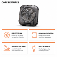 Ventilateur de refroidissement pour téléphone portable transparent avec plaque de contact en aluminium et câble USB-C