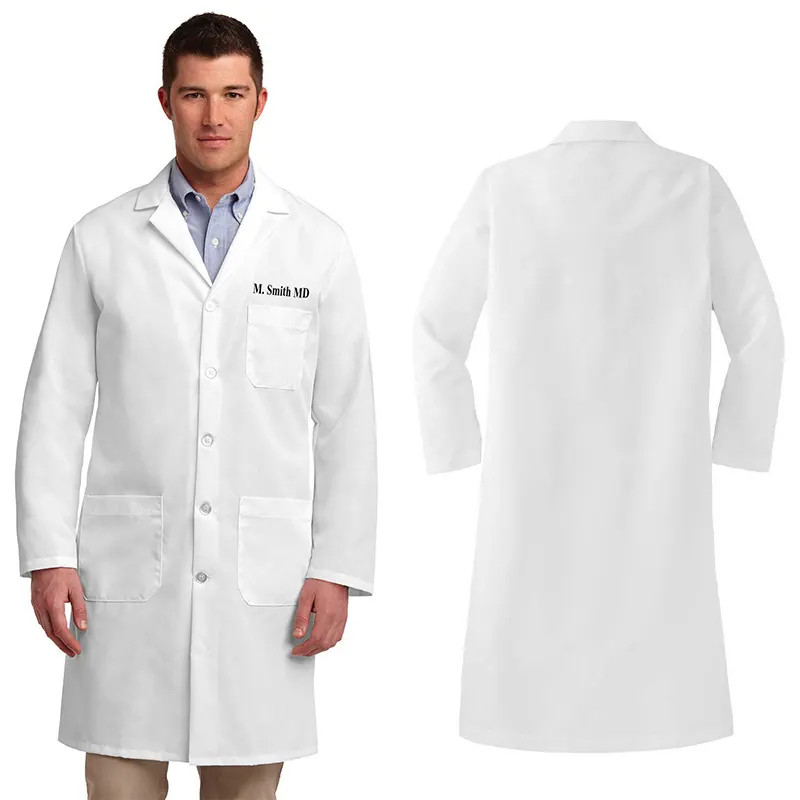 공장 맞춤형 남성 상담 실험실 코트 화이트 프로 롱 병원 의사 유니폼 실험실 코트
