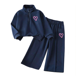 Completo Invernale <span class=keywords><strong>Blu</strong></span> Reale per Bambine 4-7 Anni: <span class=keywords><strong>Felpa</strong></span> con Mezza Zip e Pantaloni a Gamba Larga - Product Image 4