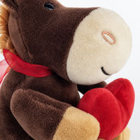 Peluche âne brun avec cœur rouge Te Amo, cadeau personnalisé de la Saint-Valentin pour enfants