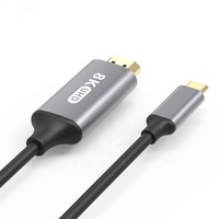Câble adaptateur Type C vers HDMI 2.1, prise en charge de la sortie vidéo UHD 8K 60Hz, bande passante de 48Gbps pour ordinateurs portables Type C, PC, moniteurs HDTV