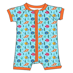Milk Silk Baby <b>Short</b> Sleeve Zipper Romper,Custom Print Toddler Boy Summer <b>Onesie</b> - Product Image 1