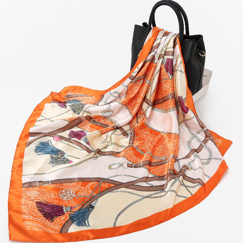 Оптовая продажа, Модные Винтажные шелковые шарфы BSBH с узором, большие квадратные атласные шелковые шарфы из Китая, мягкие шелковые шарфы для женщин