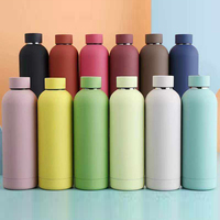 Bouteilles de sport à petite ouverture de 500 ml en acier inoxydable 304, avec revêtement en caoutchouc givré, bouteille d'eau portable, isolation personnalisée, thermos