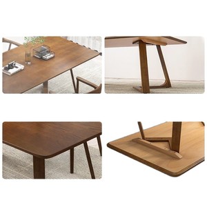 Mesa de comedor y sillas de madera maciza de estilo nórdico minimalista, juego de comedor rectangular moderno para el hogar, para ocio y conversación - Product Image 5