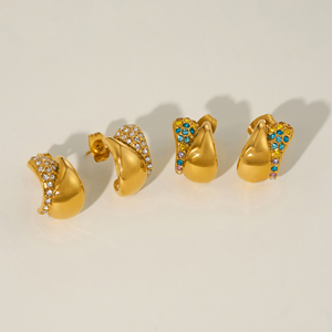 Nuovi orecchini VINTAGE a forma di fungo ghiacciato con zircone minuscolo Dazan NEW INS Trendy 18k Pvd in oro placcato oro in acciaio inossidabile gioielli di scena per attori - Product Image 3