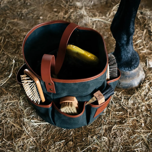 Sac de rangement pour brosse de toilettage de cheval en toile personnalisée, robuste, portable, design pliable, taille personnalisée pour le nettoyage équestre - Product Image 4