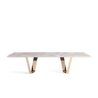 Table à manger moderne haut de gamme pour l'intérieur, meubles de salle à manger, table rectangulaire en marbre minimaliste pour hôtel, villa