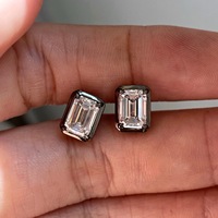 Boucles d'oreilles en diamant de laboratoire certifié IGI, taille émeraude 1 carat, couleur D, plaqué or 14k 18k, clous vintage pour femme, cadeau de mariage