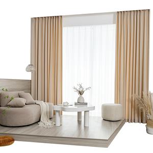 Rideaux de style français en velours de laine australienne pour salon chambre haut de gamme occultant de luxe léger avec cantonnières à thé au lait - Product Image 5