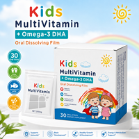 Film Dissoluble Oral Multivitaminé pour Enfants Marque Blanche avec Oméga 3 DHA, 30 Bandes, Sans Sucre, Fournisseur d'Usine de Suppléments OEM ODM